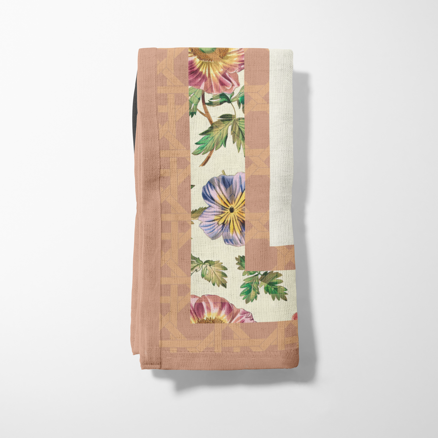 VINTAGE FLOWERS WITH RATTAN SQUARE NAPKIN