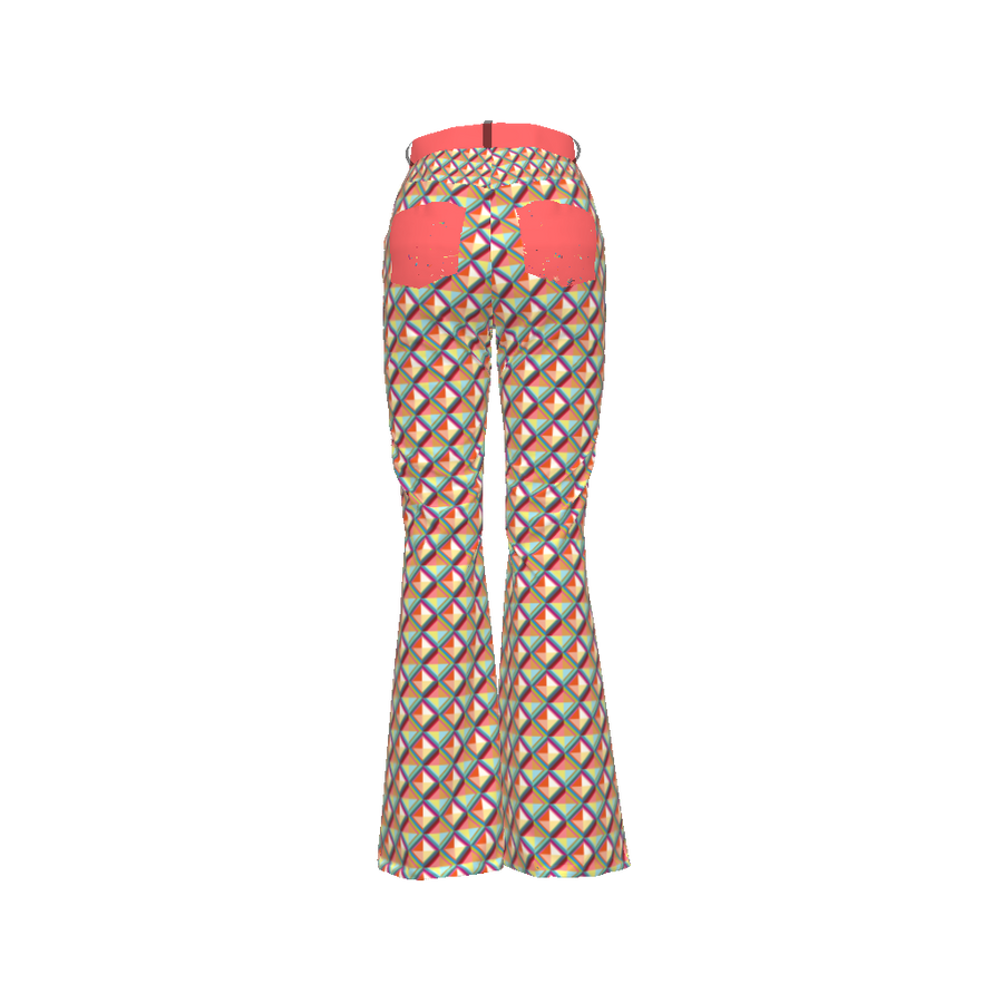 WOMEN'S BELL BOTTOM PANTS IN TRIANGULAR PRINT