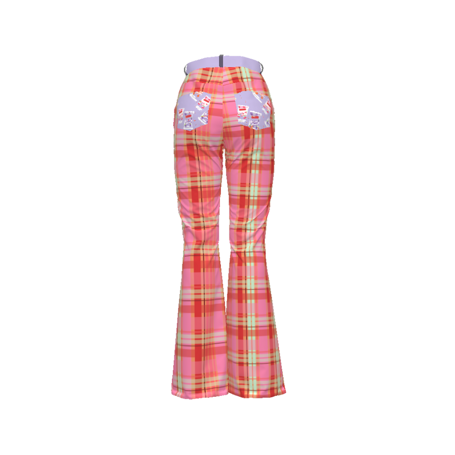 CHERRY SODA PLAID BELL BOTTOM PANTS