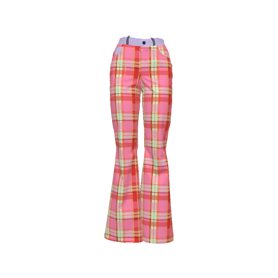 CHERRY SODA PLAID BELL BOTTOM PANTS