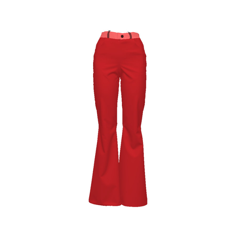 CHERRY RED BELL BOTTOM JEANS