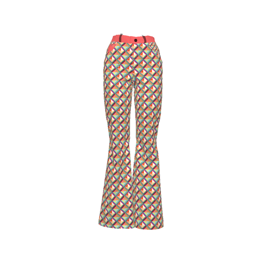 WOMEN'S BELL BOTTOM PANTS IN TRIANGULAR PRINT