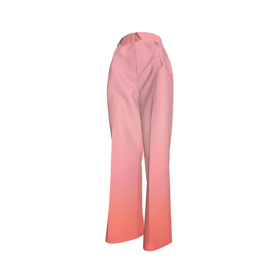 WOMENS FULL LEG PLEATED PANT IN GRADIENT PINK