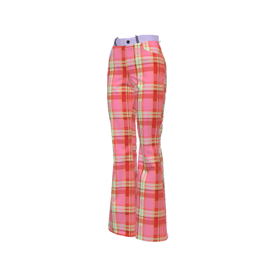 CHERRY SODA PLAID BELL BOTTOM PANTS