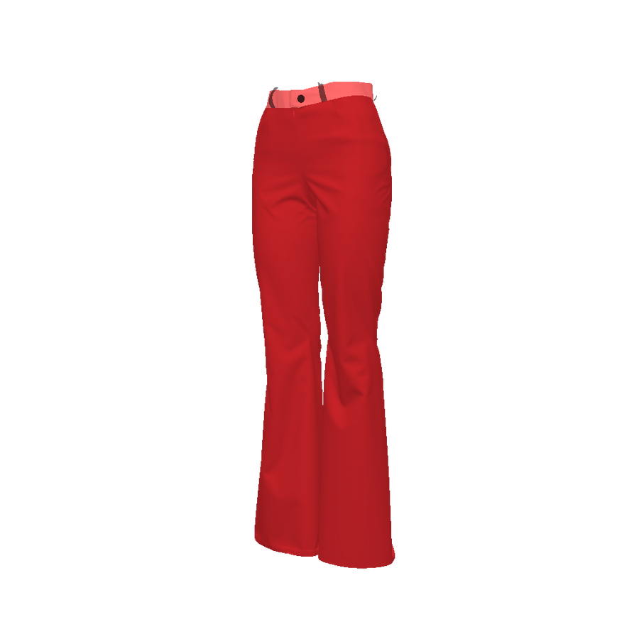 CHERRY RED BELL BOTTOM JEANS