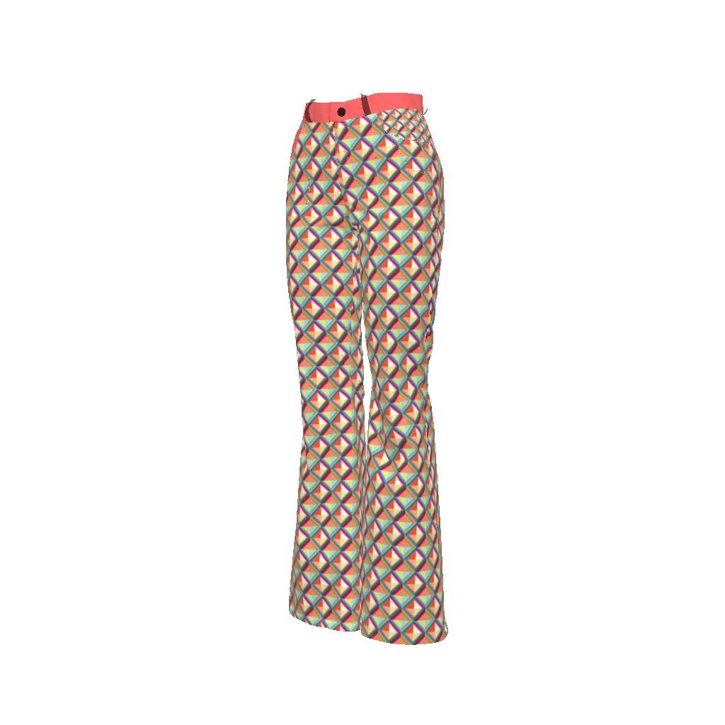 WOMEN'S BELL BOTTOM PANTS IN TRIANGULAR PRINT