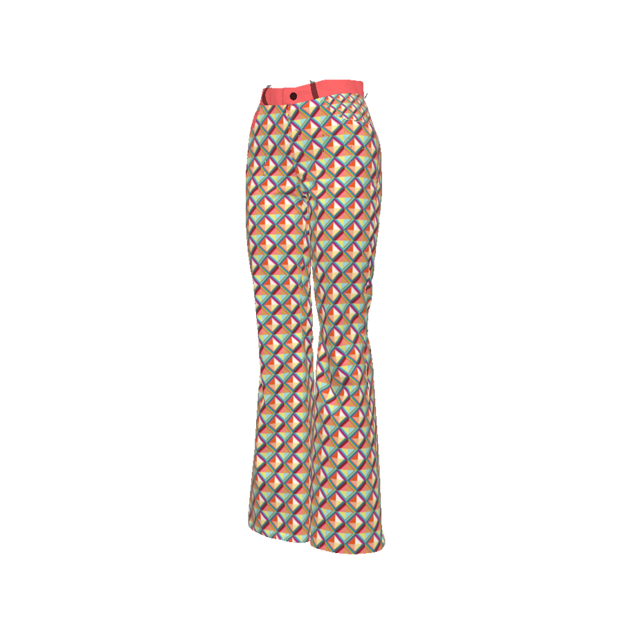 WOMEN'S BELL BOTTOM PANTS IN TRIANGULAR PRINT