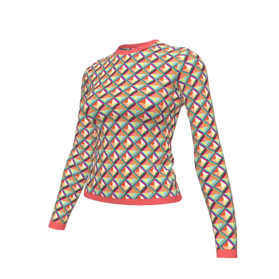 LONG SLEEVE TRIANGULAR PRINT T-SHIRT