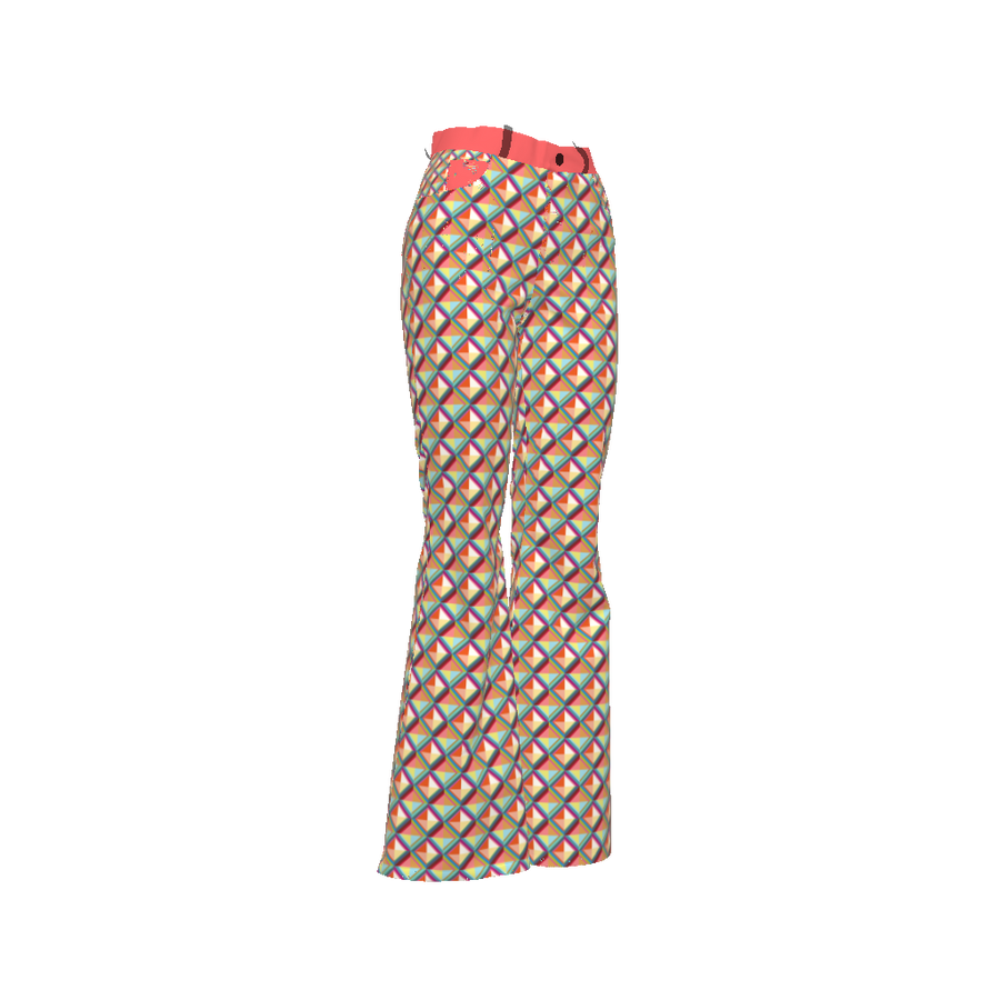 WOMEN'S BELL BOTTOM PANTS IN TRIANGULAR PRINT