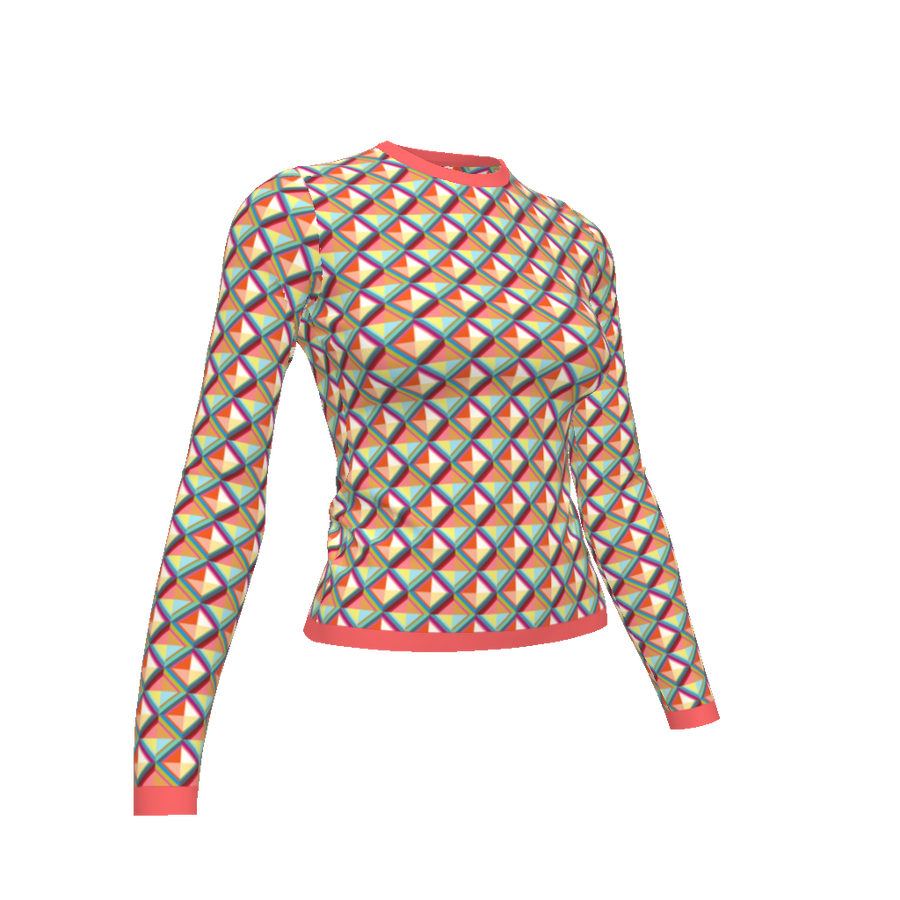 LONG SLEEVE TRIANGULAR PRINT T-SHIRT