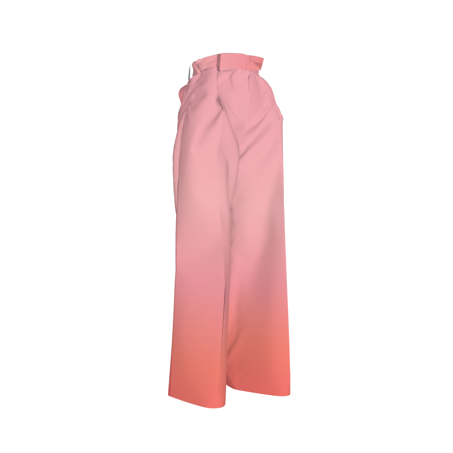 WOMENS FULL LEG PLEATED PANT IN GRADIENT PINK