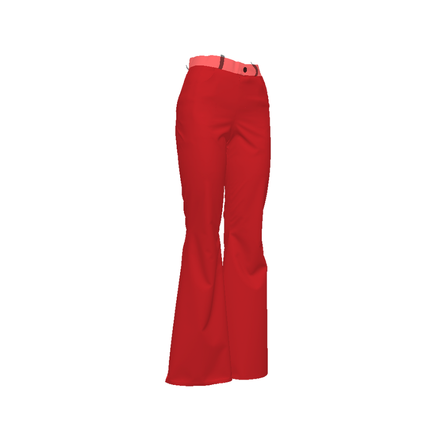 CHERRY RED BELL BOTTOM JEANS