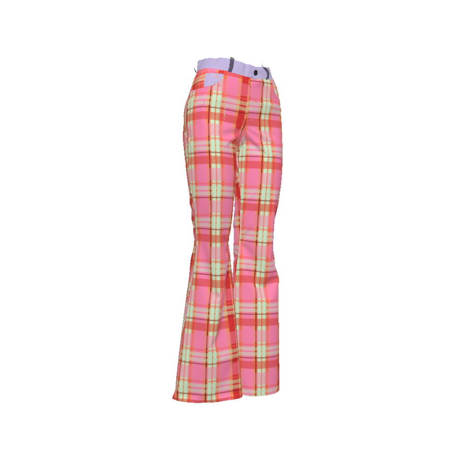 CHERRY SODA PLAID BELL BOTTOM PANTS