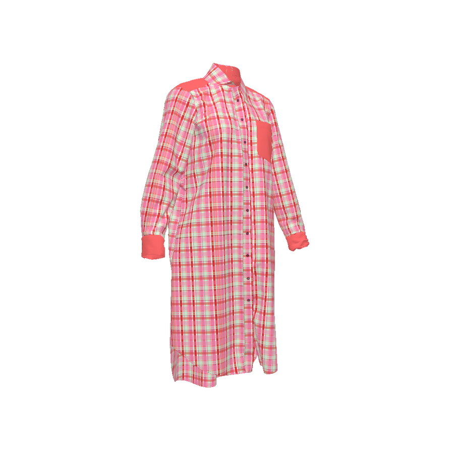 CHERRY SODA PLAID SHIRT DRESS